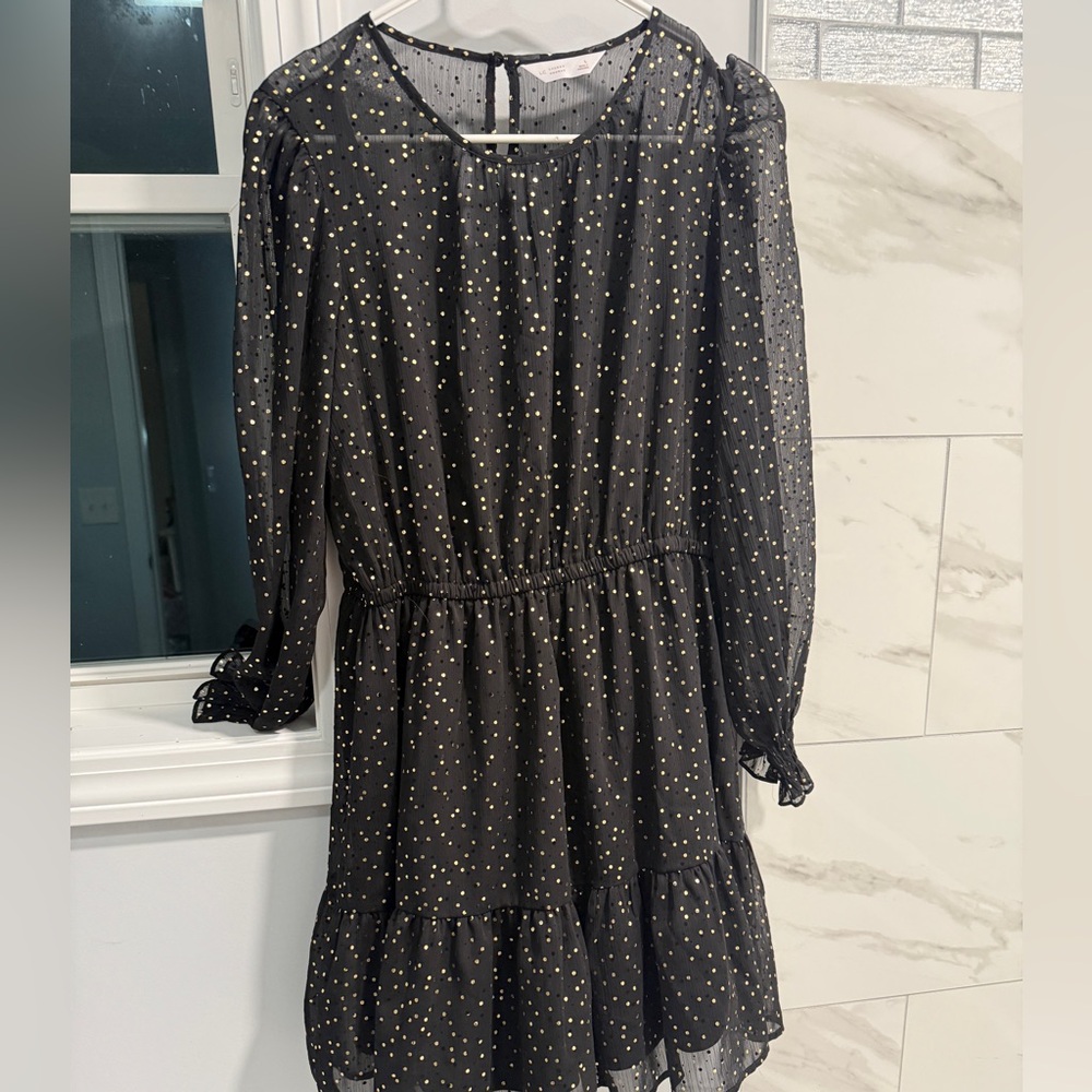 LC Lauren Conrad Black Dress with Gold Dots